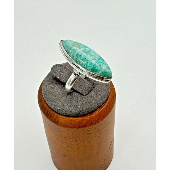 Colorado Jade Stone Estate Ring .925 Stone Sz 6.5, 4.26 Grams - 1" - Picture 3 of 3
